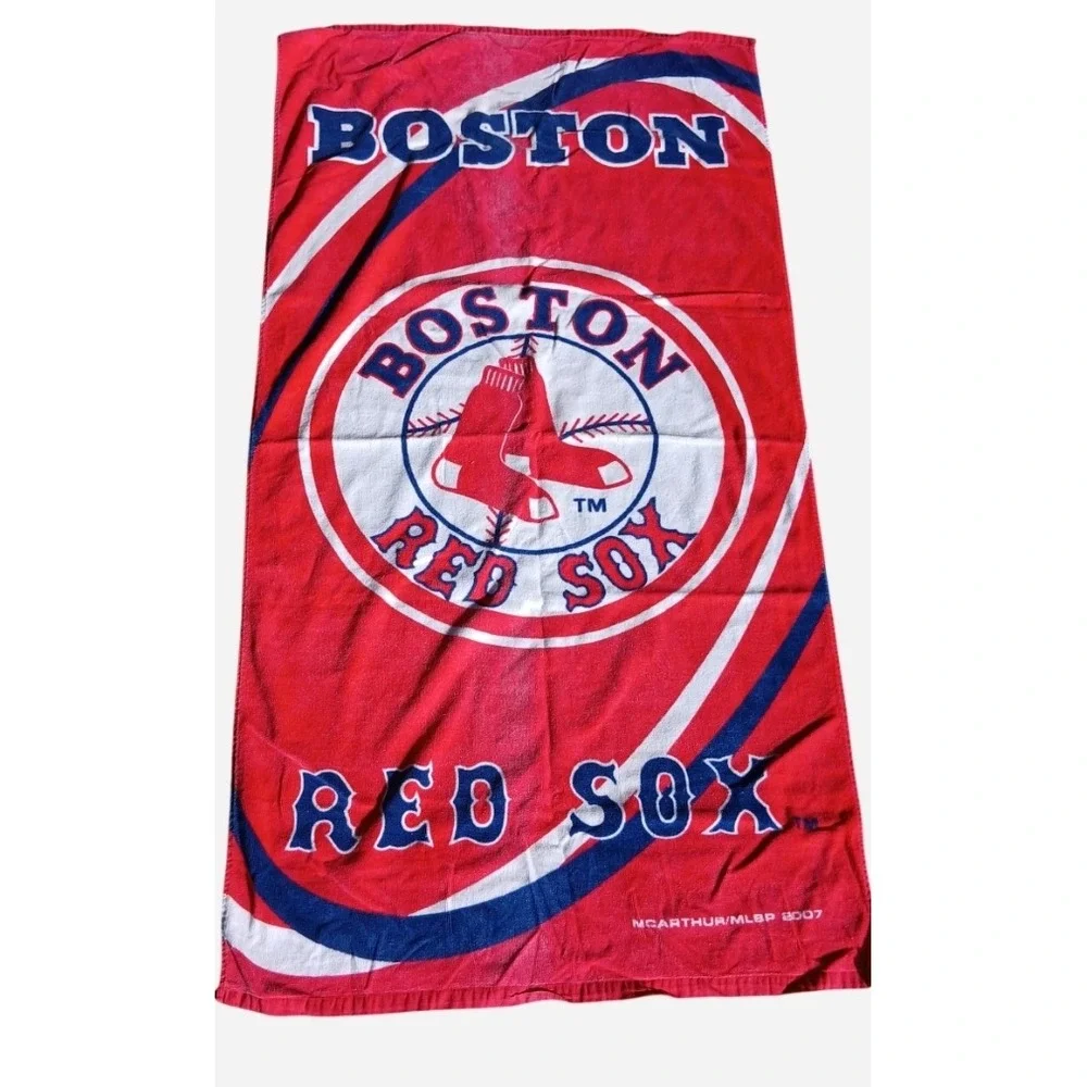 Vintage 2007 Boston Red Sox Beach Towel McArthur MLB Red White Blue Cotton 54x29